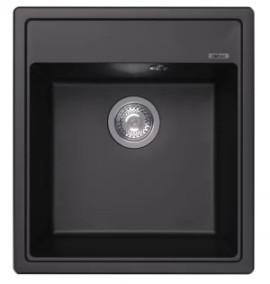 Кухонная мойка из кварцевого композита ABBER Quarz 46x51 с сифоном черный AQ2901B