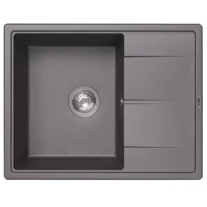 Кухонная мойка из кварцевого композита ABBER Quarz 65x51 с сифоном серый AQ2903G