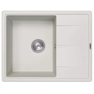 Кухонная мойка из кварцевого композита ABBER Quarz 65x51 с сифоном белый AQ2903W