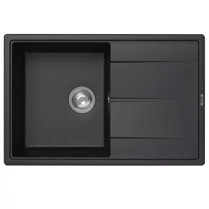 Кухонная мойка из кварцевого композита ABBER Quarz 78x51 с сифоном черный AQ2904B