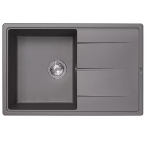 Кухонная мойка из кварцевого композита ABBER Quarz 78x51 с сифоном серый AQ2904G