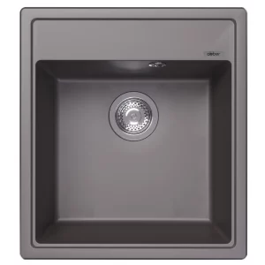 Кухонная мойка из кварцевого композита ABBER Quarz 46x51 с сифоном серый AQ2901G