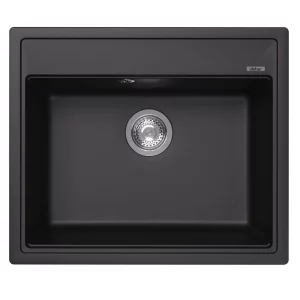 Кухонная мойка из кварцевого композита ABBER Quarz 60x51 с сифоном черный AQ2902B