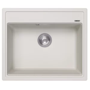 Кухонная мойка из кварцевого композита ABBER Quarz 60x51 с сифоном белый AQ2902W